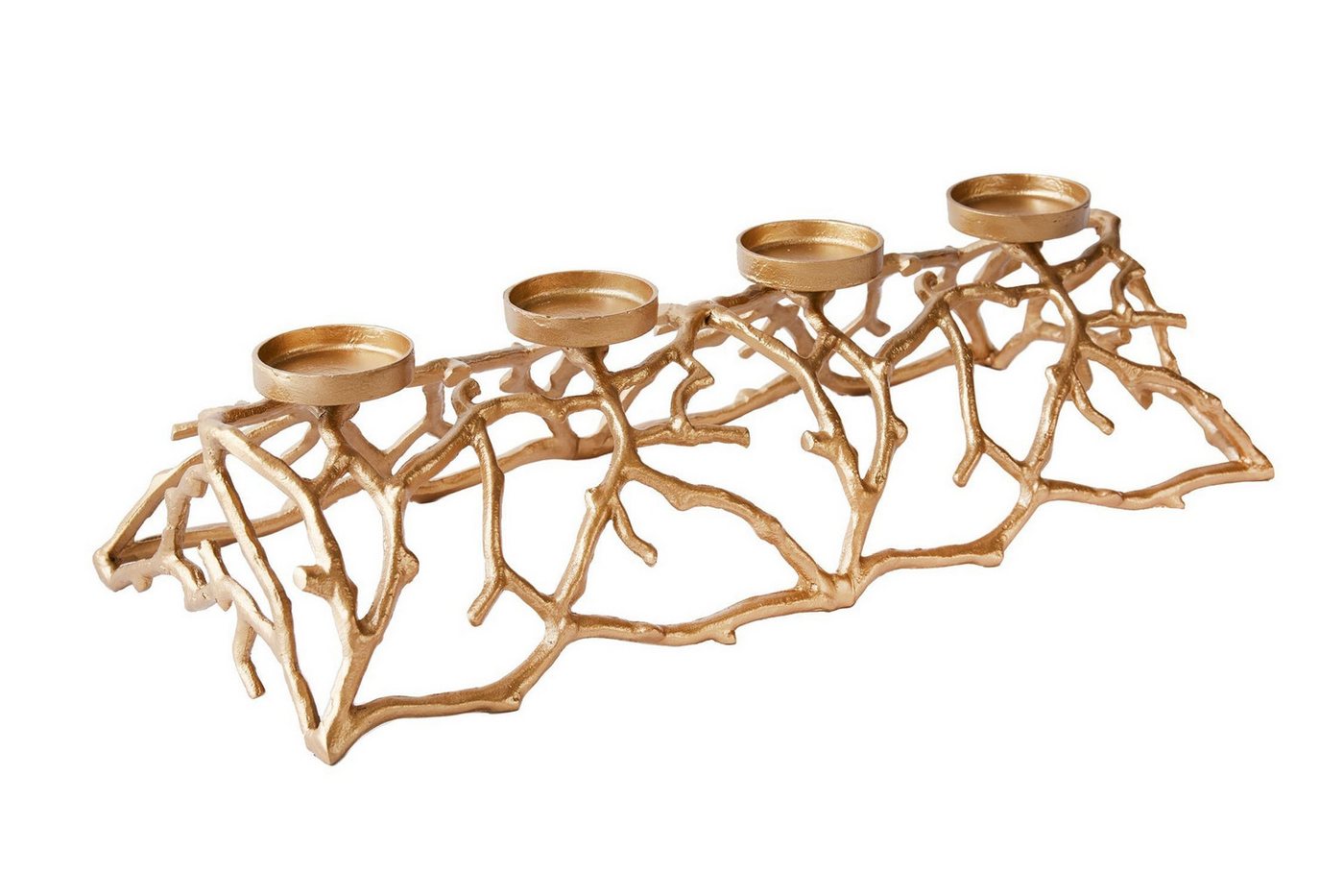 Licht-Erlebnisse Kerzenständer GARONNE, für Stumpenkerzen 60 cm Handarbeit in Gold aus Alu von Licht-Erlebnisse