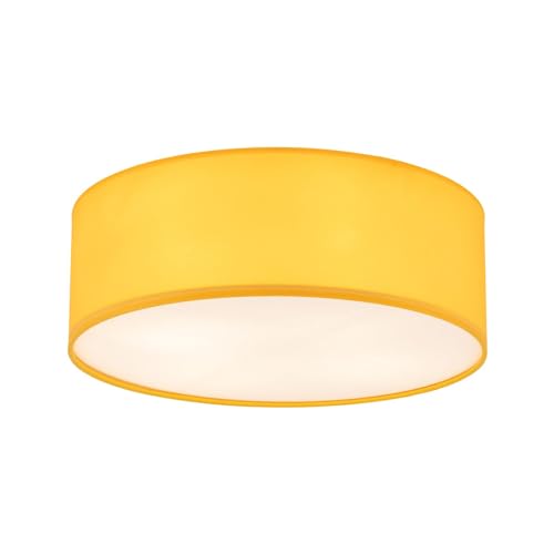 Licht-Erlebnisse Kinderzimmerleuchte Decke Stoff Metall rund Ø 38 cm H: 14 cm flach Magnetschirm Gelb 4x E27 Deckenlampe Kinderleuchte von Licht-Erlebnisse