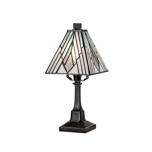 Licht-Erlebnisse Kleine Tischlampe Tiffany Stil H: 32 cm B: 14 cm Metall Glas E14 in Bronze Antik Bunt FLORENCE Tischleuchte Wohnzimmer Nachttischlampe von Licht-Erlebnisse
