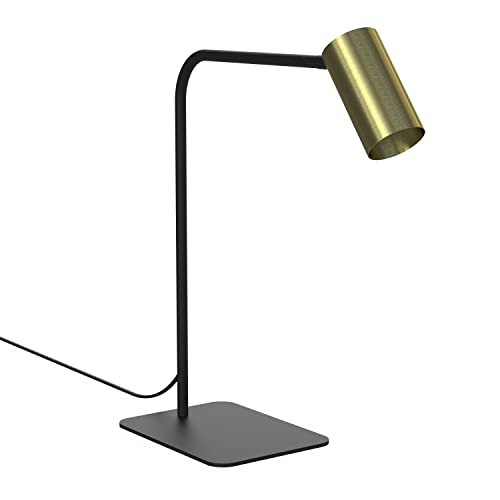 Licht-Erlebnisse Kleine Tischleuchte Schwarz Messing 40cm Modern flexibel GU10 Metall COLENE Schreibtischlampe Leselampe von Licht-Erlebnisse