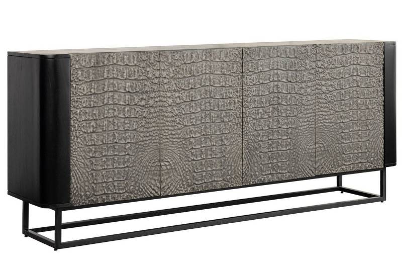 Licht-Erlebnisse Kommode TAMER, Grau Schwarz 177cm Handarbeit Mangoholz MDF Metall von Licht-Erlebnisse