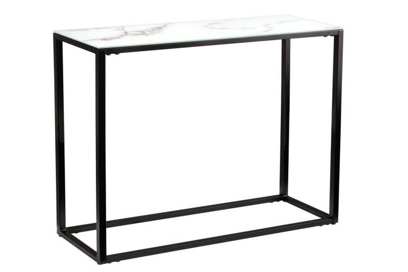 Licht-Erlebnisse Konsolentisch BANTU, aus Hartglas Metall in Weiß Schwarz 110 x 81 x 26 cm (BxHxT) von Licht-Erlebnisse