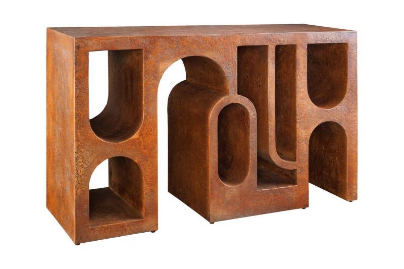 Licht-Erlebnisse Konsolentisch PEDRO, aus MDF mit Beton-Oberfläche in Kupfer 120 x 76 x 38 cm (BxHxT) von Licht-Erlebnisse