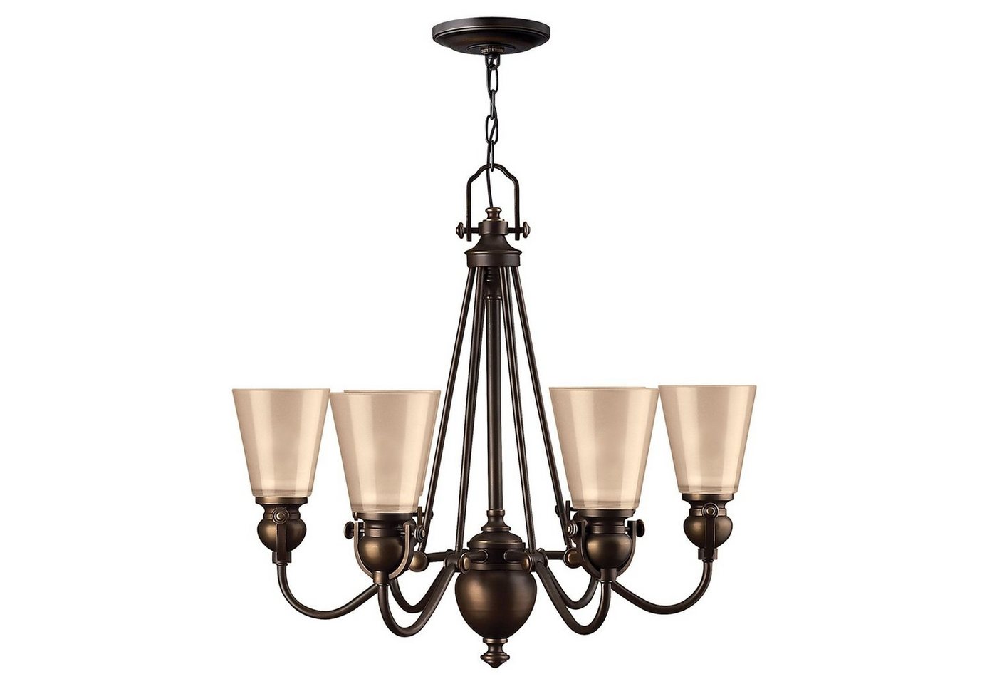 Licht-Erlebnisse Kronleuchter ANABELL 7, ohne Leuchtmittel, Hängelampe E27 Creme Bronze Glas Metall Industrial Pendelleuchte von Licht-Erlebnisse