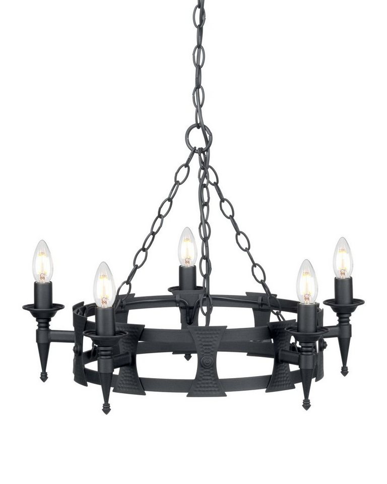Licht-Erlebnisse Kronleuchter CAMELOT 7, ohne Leuchtmittel, Hängeleuchte Esstisch Esszimmer Schwarz E14 Eisen Modern Hängelampe von Licht-Erlebnisse