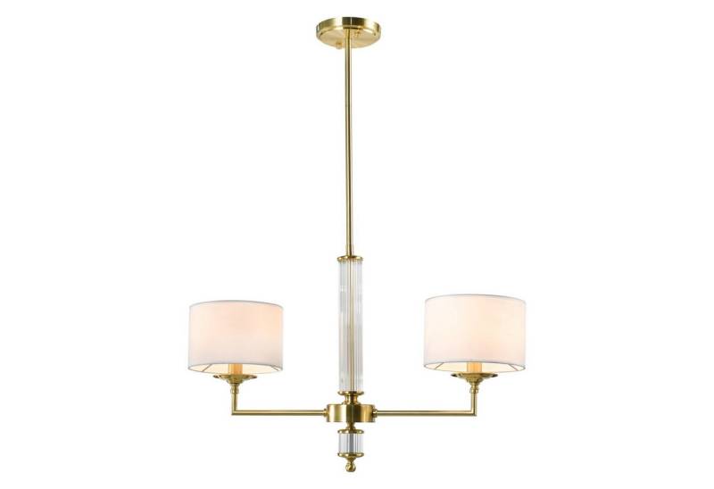 Licht-Erlebnisse Kronleuchter CARWEN, ohne Leuchtmittel, Stoff Glas Metall 72 cm lang H: max. 125 cm in Messing Weiß 2x E14 Licht-Erlebnisse Kronleuchter CARWEN, ohne Leuchtmittel, Stoff Glas Metall 72 cm lang H: max. 125 cm in Messing Weiß 2x E14 von Licht-Erlebnisse
