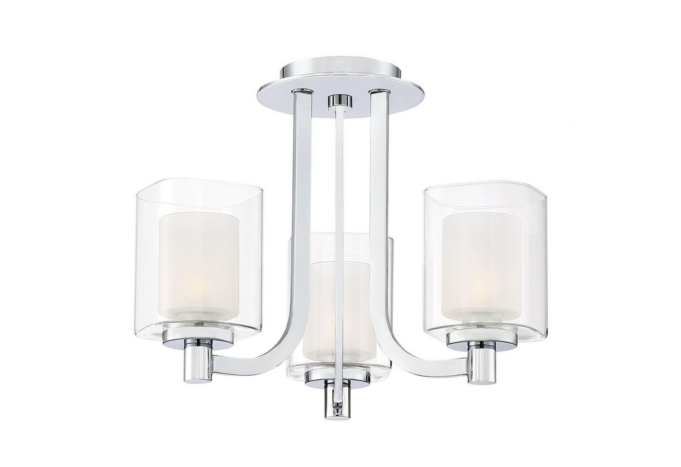 Licht-Erlebnisse Kronleuchter ELAND, Warmweiß, Glas Metall B: 38,4 cm IP44 Chrom poliert Weiß G9 3-flammig 900 lm von Licht-Erlebnisse