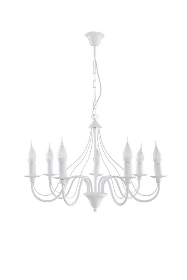 Licht-Erlebnisse Kronleuchter FIORANO, ohne Leuchtmittel, Weißer Pendelleuchte rustikal Landhausstil Hängeleuchte Pendelleuchte von Licht-Erlebnisse