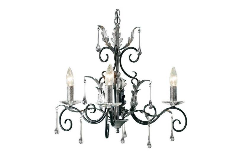 Licht-Erlebnisse Kronleuchter GOTICA, ohne Leuchtmittel, Pendelleuchte E14 Schwarz Metall Floral Hängelampe Esstisch Esszimmer von Licht-Erlebnisse