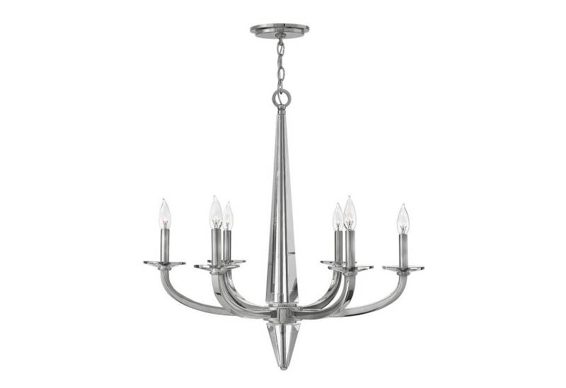 Licht-Erlebnisse Kronleuchter HARLOW, ohne Leuchtmittel, Metall E14 B: 71,1 cm H: max. 395,1 cm Kristall Nickel poliert Modern von Licht-Erlebnisse