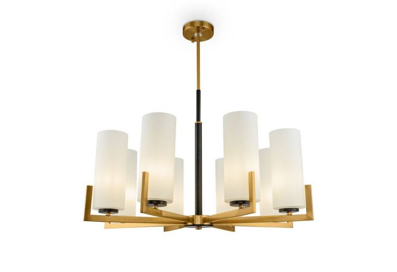 Licht-Erlebnisse Kronleuchter KAYA, ohne Leuchtmittel, Metall Glas E27 76 cm breit in Messing Weiß Schwarz 8-flammig Modern Licht-Erlebnisse Kronleuchter KAYA, ohne Leuchtmittel, Metall Glas E27 76 cm breit in Messing Weiß Schwarz 8-flammig Modern von Licht-Erlebnisse