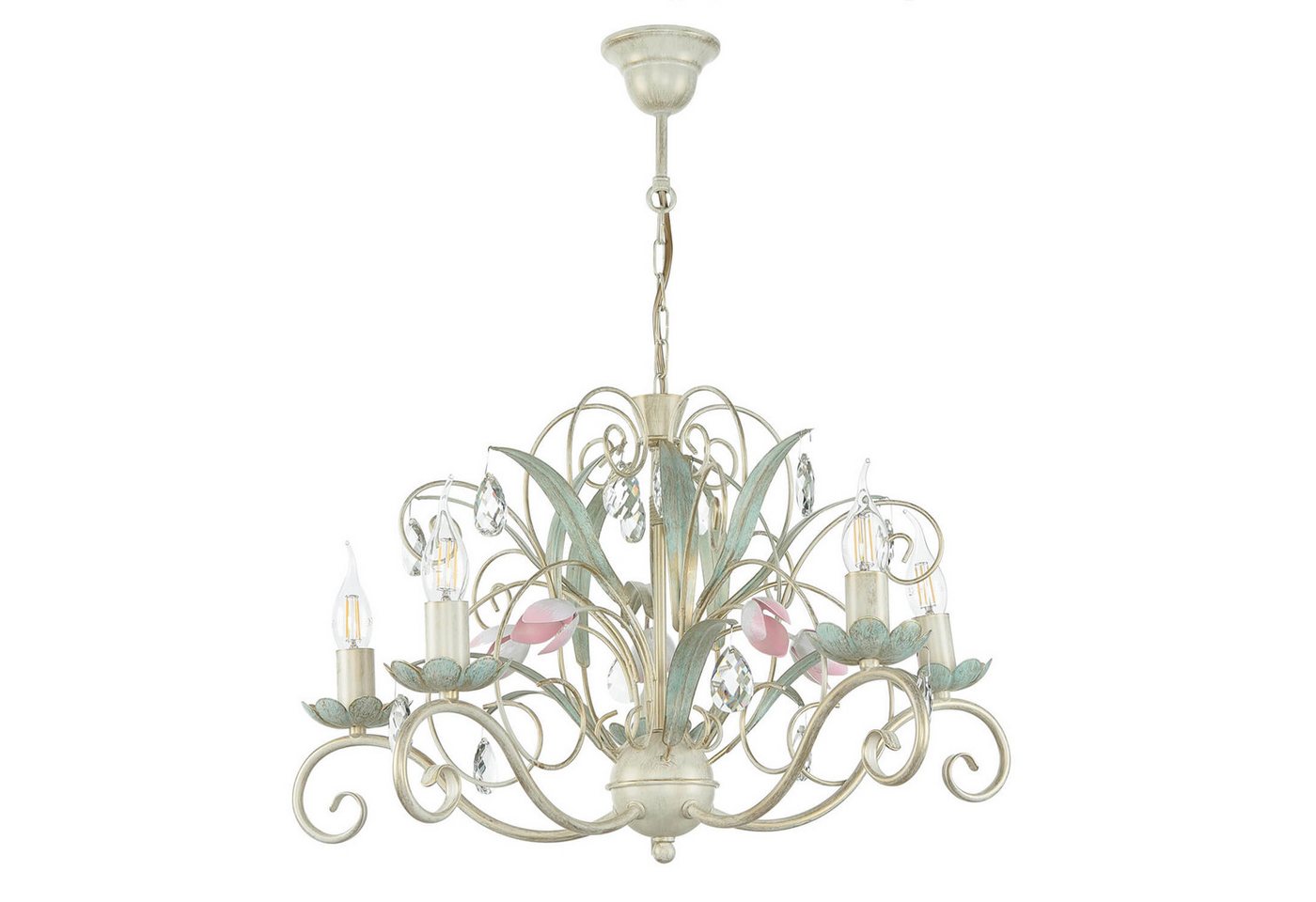 Licht-Erlebnisse Kronleuchter LUCE, ohne Leuchtmittel, Hängeleuchte Floral Ø62cm 5-flmg Licht-Erlebnisse Kronleuchter LUCE, ohne Leuchtmittel, Hängeleuchte Floral Ø62cm 5-flmg von Licht-Erlebnisse