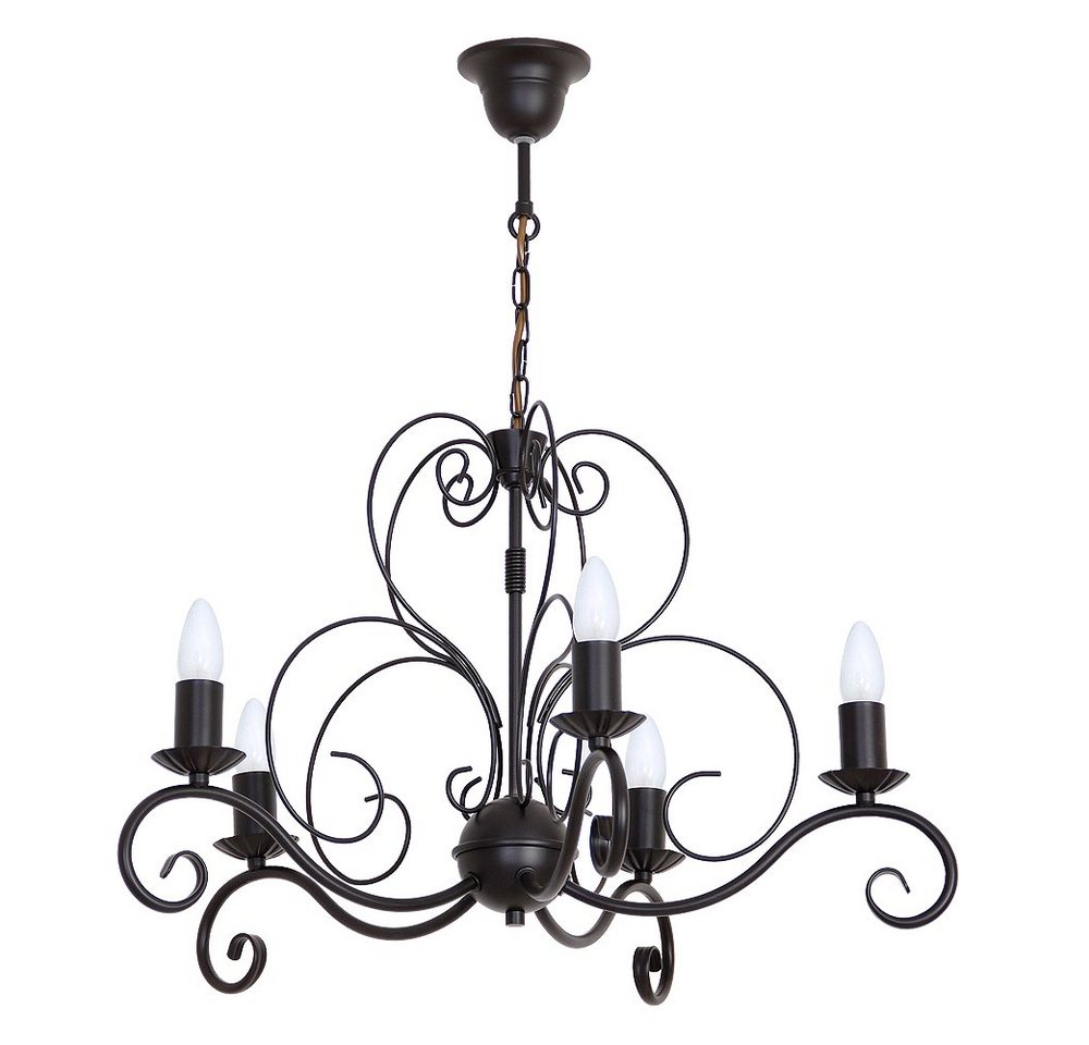 Licht-Erlebnisse Kronleuchter MAURO, ohne Leuchtmittel, Pendelleuchte Schwarz Metall elegant 5-armig E14 Hängelampe Esszimmer von Licht-Erlebnisse