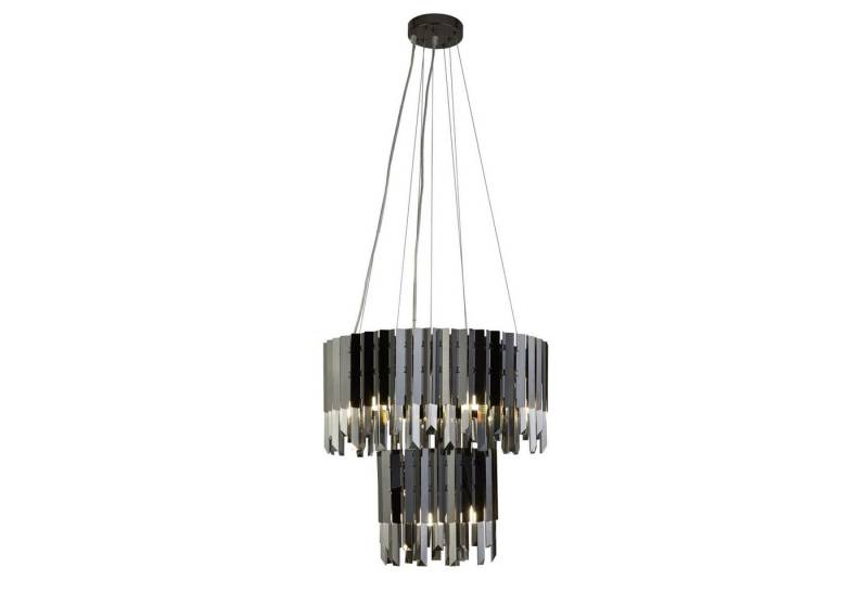 Licht-Erlebnisse Kronleuchter MOORE, ohne Leuchtmittel, 9-flammig G9 Ø 48 cm Schwarz Rauchgrau Metall Jugendstil Wohnzimmer von Licht-Erlebnisse