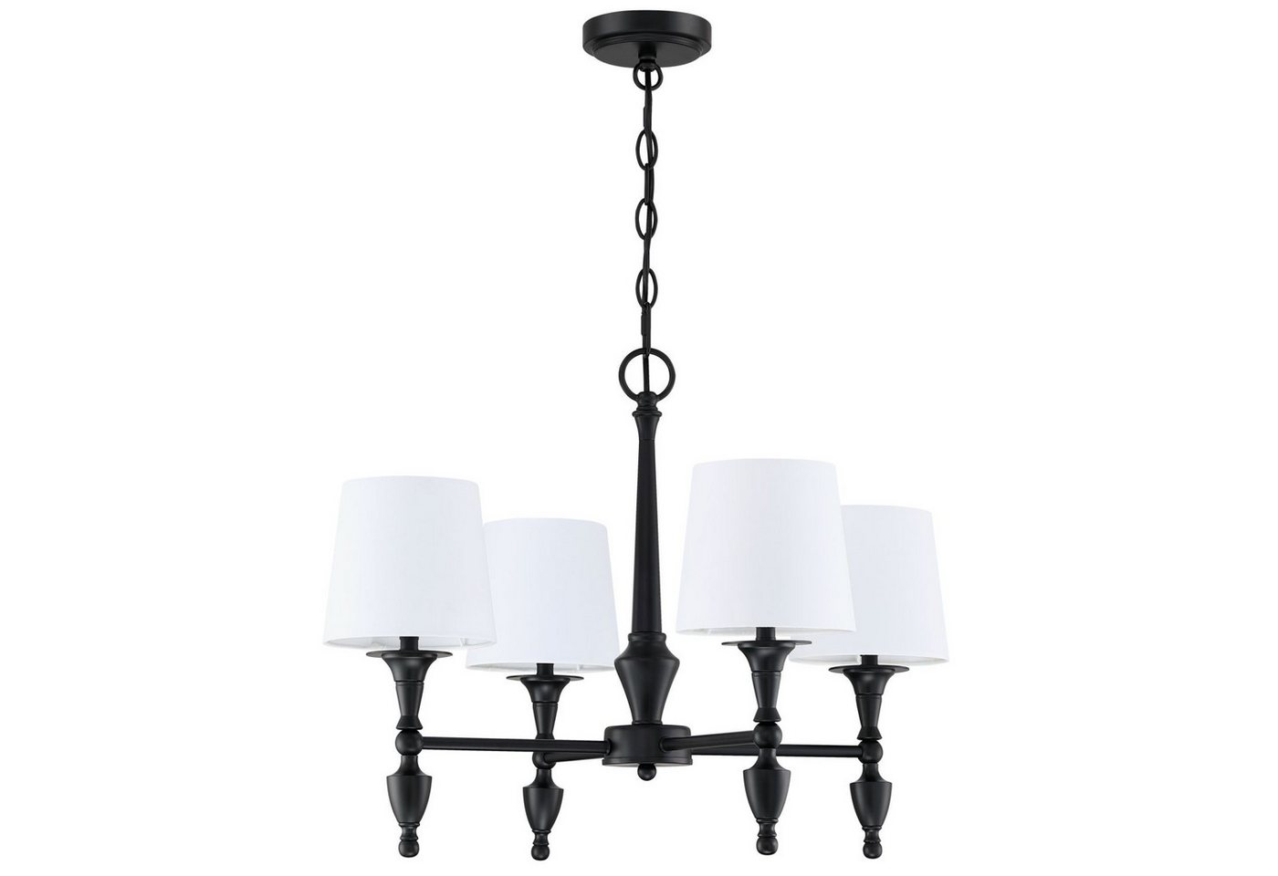 Licht-Erlebnisse Kronleuchter NORELL, ohne Leuchtmittel, Rustikal 61 cm breit H: max. 200 cm verstellbar Schwarz Weiß 4x E27 Licht-Erlebnisse Kronleuchter NORELL, ohne Leuchtmittel, Rustikal 61 cm breit H: max. 200 cm verstellbar Schwarz Weiß 4x E27 von Licht-Erlebnisse