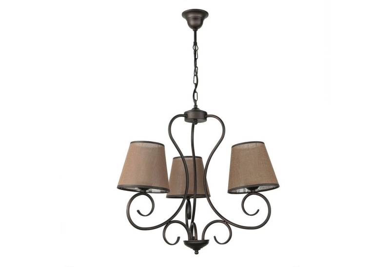 Licht-Erlebnisse Kronleuchter PURAHT, ohne Leuchtmittel, Pendelleuchte Metall Stoffschirm Landhausstil Wohnzimmer Esstisch von Licht-Erlebnisse