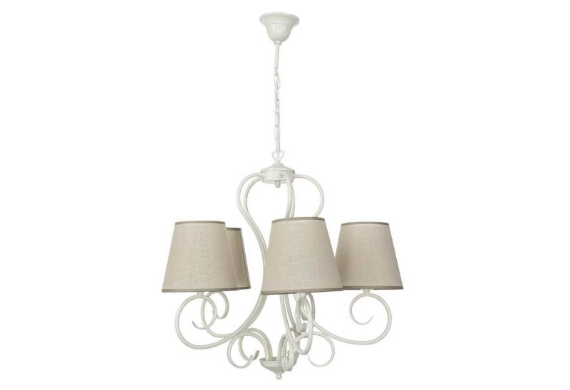 Licht-Erlebnisse Kronleuchter PURATH, ohne Leuchtmittel, Pendelleuchte mit Stoffschirm Weiß Beige 5-flammig E27 elegant Licht-Erlebnisse Kronleuchter PURATH, ohne Leuchtmittel, Pendelleuchte mit Stoffschirm Weiß Beige 5-flammig E27 elegant von Licht-Erlebnisse