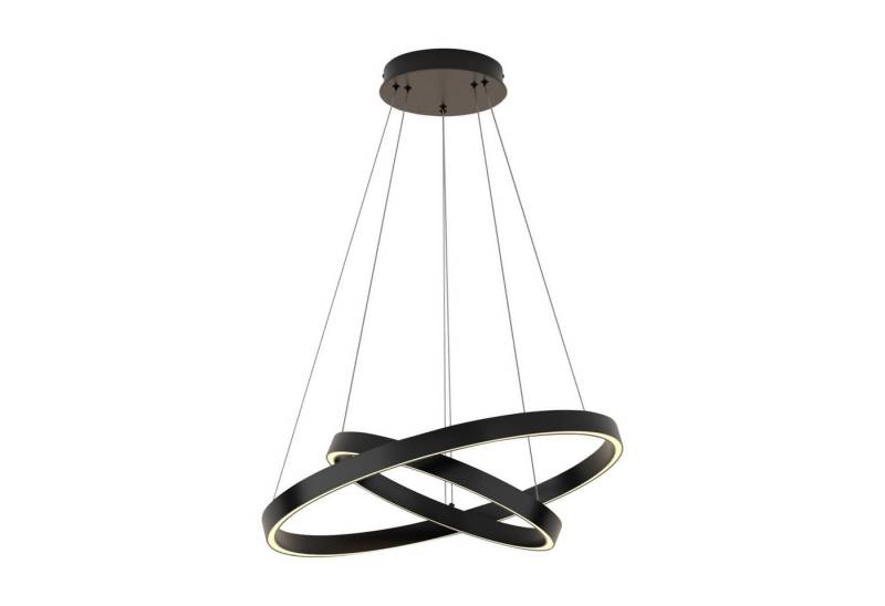 Licht-Erlebnisse Kronleuchter TESSA, LED, Warmweiß, LED Aluminium H: max. 120 cm rund D: 60 cm Schwarz 3500 lm Modern von Licht-Erlebnisse