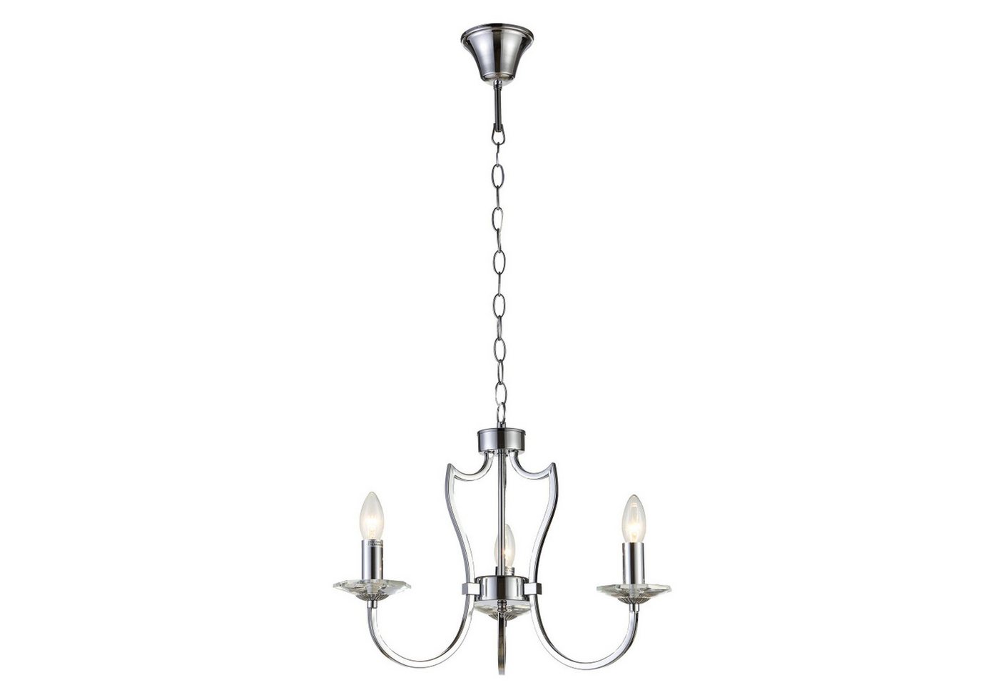 Licht-Erlebnisse Kronleuchter UNIREA, ohne Leuchtmittel, Metall Glas B: 51 cm H: max. 145 cm verstellbar Chrom E14 3-flammig Licht-Erlebnisse Kronleuchter UNIREA, ohne Leuchtmittel, Metall Glas B: 51 cm H: max. 145 cm verstellbar Chrom E14 3-flammig von Licht-Erlebnisse