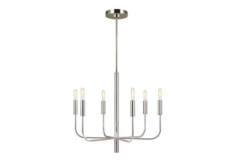 Licht-Erlebnisse Kronleuchter URAVA, ohne Leuchtmittel, Metall Stoff E14 B: 61 cm H: max. 194,4 cm Nickel poliert Jugendstil von Licht-Erlebnisse