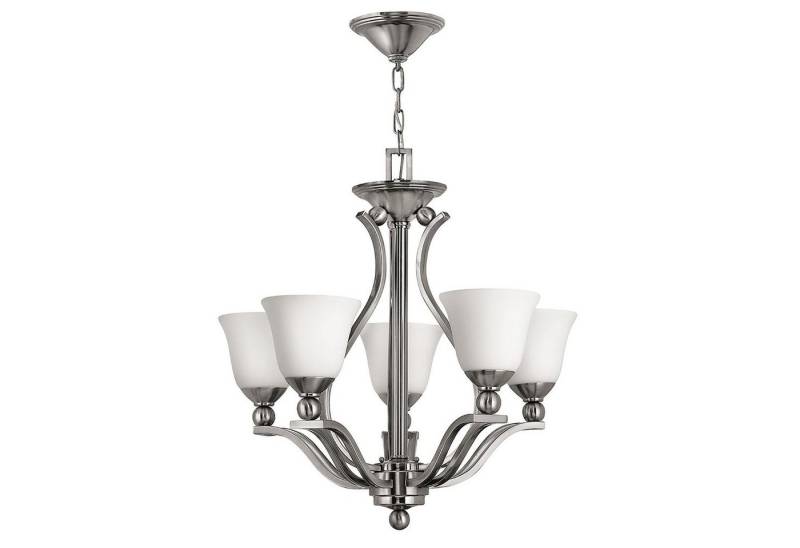Licht-Erlebnisse Kronleuchter VERVE, ohne Leuchtmittel, Pendelleuchte Weiß Nickel Glas Metall E27 Modern Hängeleuchte von Licht-Erlebnisse
