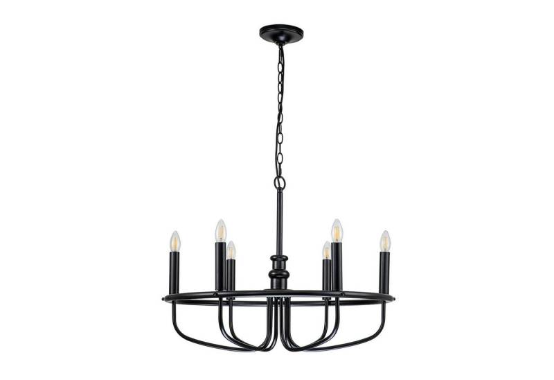 Licht-Erlebnisse Kronleuchter VIGO, ohne Leuchtmittel, Metall E14 B: 73 cm H: max. 192,2 cm Schwarz Modern von Licht-Erlebnisse
