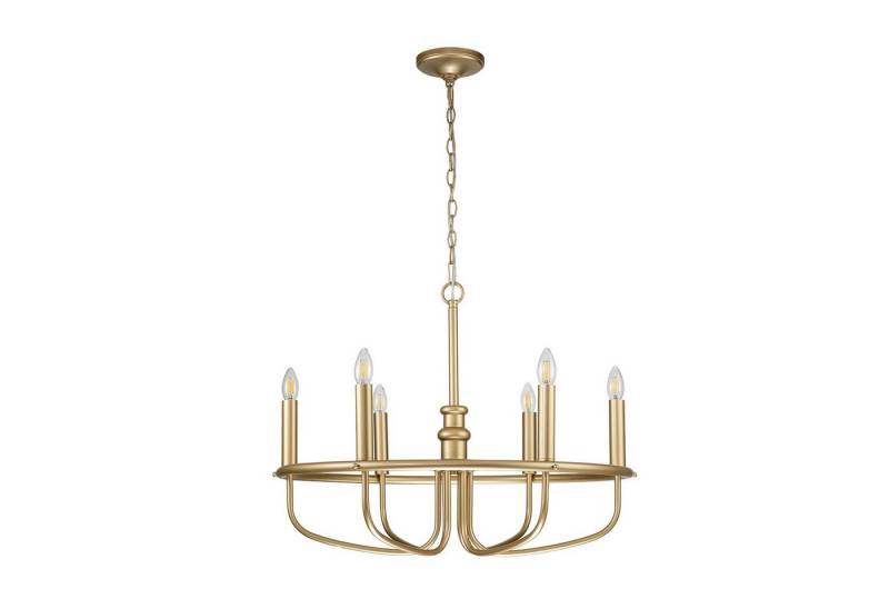 Licht-Erlebnisse Kronleuchter VIGO, ohne Leuchtmittel, Metall E14 B: 73 cm H: max. 192,2 cm in Messing Modern von Licht-Erlebnisse