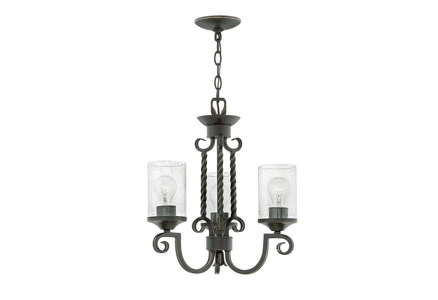 Licht-Erlebnisse Kronleuchter WALDO, ohne Leuchtmittel, Metall Glas E27 42,2 cm breit H: max. 212,7 cm Schwarz Antik Rustikal von Licht-Erlebnisse