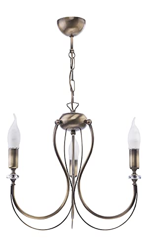 Licht-Erlebnisse Kronleuchter antik Messing aus Metall 3-armig E14 klassisches Design Pendelleuchte Esstisch Wohnzimmer von Licht-Erlebnisse