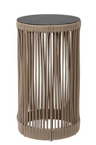 Licht-Erlebnisse LED Akku Stehlampe Taupe IP44 Balkon Terrasse 61,5 cm 3 W 3000 K dimmbar 6 Stunden Betriebszeit Hocker Beistelltisch funktionale Wegeleuchte außen VEXA von Licht-Erlebnisse