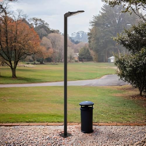 Licht-Erlebnisse LED Außenlampe Schwarz 285 cm hoch IP65 3000 K 3600 lm Aluminium verstellbarer Schirm Modern Stehleuchte außen Garten Wegeleuchte von Licht-Erlebnisse
