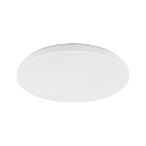 Licht-Erlebnisse LED Deckenlampe Stahl Weiß IP44 Bad Ø49 cm 32 W 2400 lm 4000 K neutralweiß wohnlich blendarm runde Badezimmer Deckenleuchte Küche LUKE von Licht-Erlebnisse