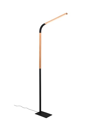 Licht-Erlebnisse LED Stehlampe Metall Holz Schwarz Natur Wohnzimmer Büro 169,5 cm 11 W 1400 lm 3000 K warmweiß schwenkbar dimmbare Stehleuchte Skandinavisch ZALTTER von Licht-Erlebnisse