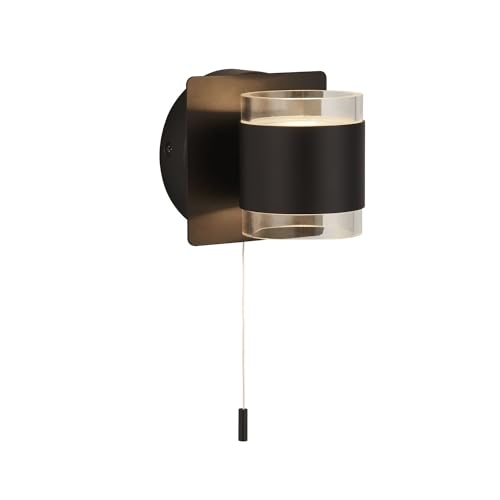 Licht-Erlebnisse LED Wandlampe Bad Up Down mit Schalter IP44 Schwarz matt Klar warmweiß 3000 K 311 lm Modern Wandleuchte Badezimmer Spiegel von Licht-Erlebnisse
