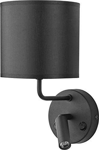 Licht-Erlebnisse LED Wandlampe mit Leselicht in Schwarz Metall Stoff Wohnzimmer Schlafzimmer Wand Flur Lampe PASA E27 von Licht-Erlebnisse