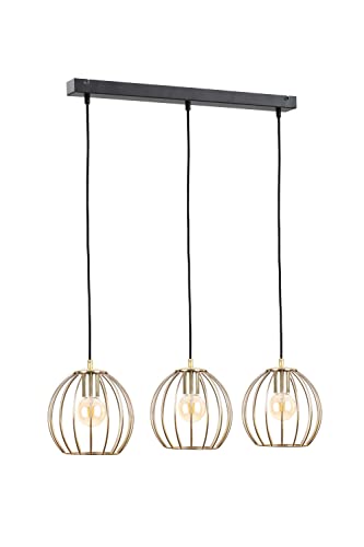 Licht-Erlebnisse Längliche Pendelleuchte Metall Schwarz Gold 1,2m Hängetiefe L:60cm Retro Hängelampe Esszimmer ENERAL von Licht-Erlebnisse