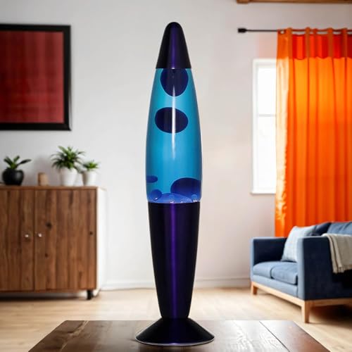 Lavalampe Blau, Deko Lampe Klein, Stimmungslicht, 36 cm, G9 25 W mit Kabelschalter, inklusive Leuchtmittel, Geschenkidee, Mini Lavalampe, Retro Lampe von Licht-Erlebnisse
