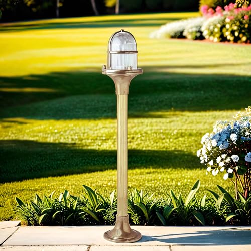 Licht-Erlebnisse Maritime Lampe außen echtes Messing 63cm hoch Stehlampe Gartenbeleuchtung Außenbereich Garten Weg von Licht-Erlebnisse