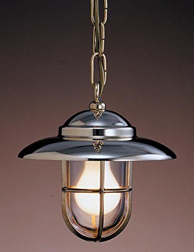Licht-Erlebnisse Messing Hängelampe Glas antikes Design Ø22cm maritime Lampe Pendelleuchte Esstisch Esszimmer Küche von Licht-Erlebnisse