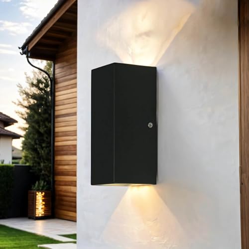 Licht-Erlebnisse LED Fassadenstrahler Außen aus Edelstahl anthrazit H:16cm Up& Down COB LEDs 6W 2x300 Lumen IP44 Außenlampe Wandleuchte Hauswand Garten Beleuchtung von Licht-Erlebnisse