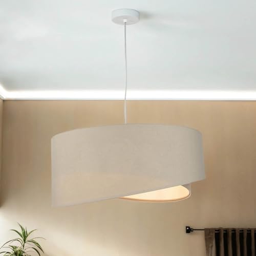 Licht-Erlebnisse Modische Pendelleuchte Stoff Schirm in Velours Optik Beige Weiß Ø50cm E27 Wohnzimmer Schlafzimmer Lampe Licht-Erlebnisse Modische Pendelleuchte Stoff Schirm in Velours Optik Beige Weiß Ø50cm E27 Wohnzimmer Schlafzimmer Lampe von Licht-Erlebnisse