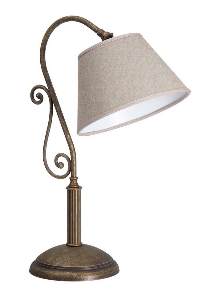 Licht-Erlebnisse Nachttischlampe BRUXELLES, ohne Leuchtmittel, Tischlampe Messing massiv Premium E27 Rustikal Nachtlicht Schlafzimmer von Licht-Erlebnisse