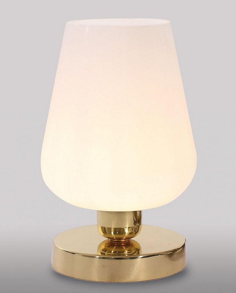 Licht-Erlebnisse Nachttischlampe DALIA, ohne Leuchtmittel, Tischlampe Wohnzimmer massives Messing Premium E27 Vintage Design von Licht-Erlebnisse
