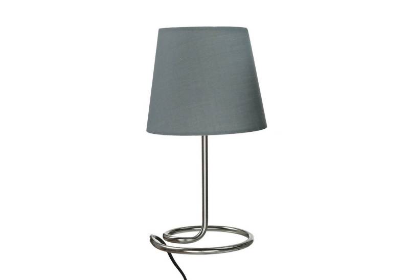 Licht-Erlebnisse Nachttischlampe GINA, ohne Leuchtmittel, Stoff Metall in Grau Nickel matt H: 33 cm E14 elegant von Licht-Erlebnisse