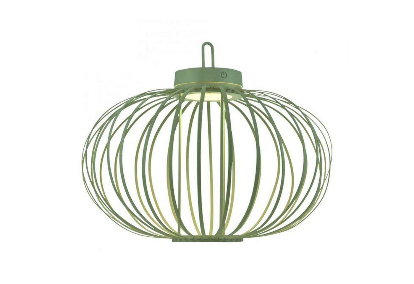 Licht-Erlebnisse Nachttischlampe HEXLEY, LED fest integriert, Warmweiß, Metall LED dimmbar Touch IP44 rund Ø 46 cm 37 cm Grün 130 lm Modern von Licht-Erlebnisse