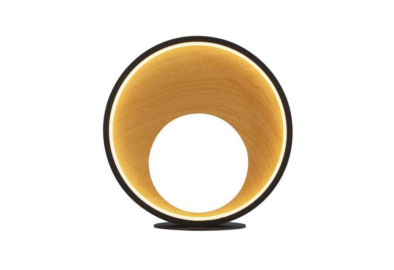 Licht-Erlebnisse Tischleuchte JOSHUA, LED, Warmweiß, LED mit Touch Funktion Dimmer Schwarz Braun 31 cm Ø 15 cm Metall von Licht-Erlebnisse