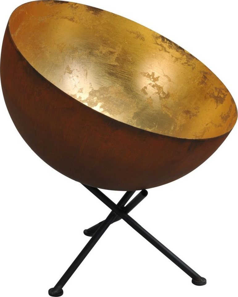 Licht-Erlebnisse Nachttischlampe LARINO, ohne Leuchtmittel, Design Tischlampe 44 cm hoch E27 Rostbraun Gold Industrial Metall von Licht-Erlebnisse