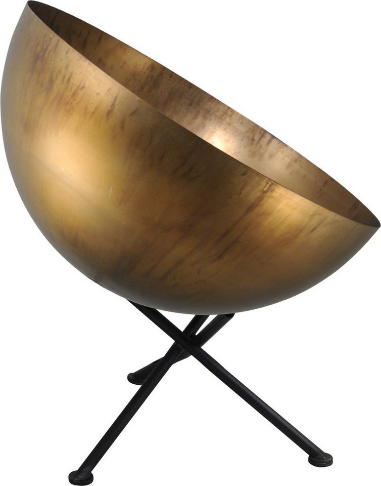 Licht-Erlebnisse Nachttischlampe LARINO, ohne Leuchtmittel, Design Tischlampe 44 cm hoch E27 in Messing antik Industrial Metall von Licht-Erlebnisse