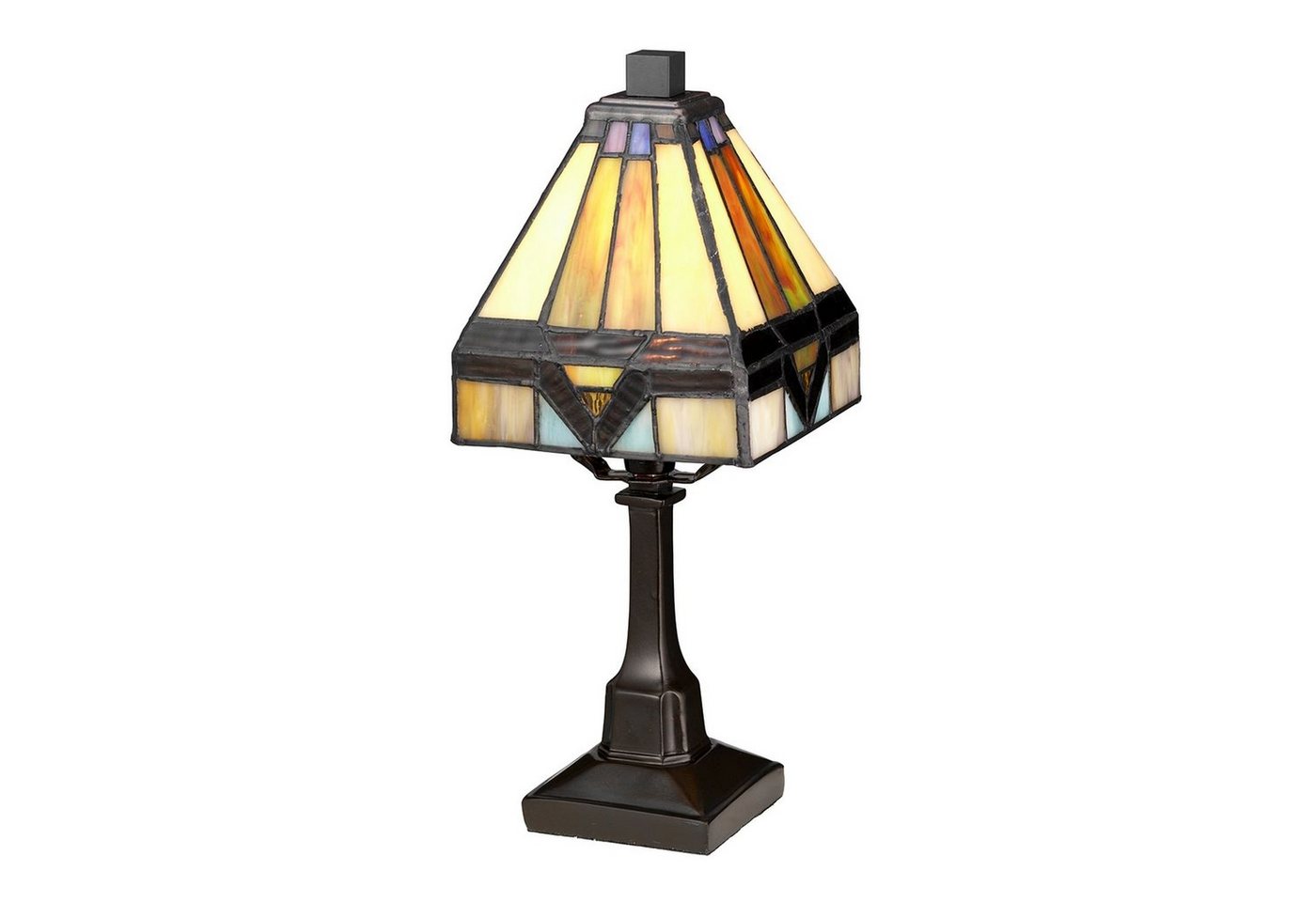 Licht-Erlebnisse Nachttischlampe LILIVA, ohne Leuchtmittel, Tischlampe 30,5 cm Gelb Glas Metall E14 Tiffany Stil Beleuchtung von Licht-Erlebnisse