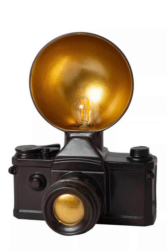Licht-Erlebnisse Nachttischlampe MALU, ohne Leuchtmittel, E14 30 cm hoch in Schwarz Gold Kugel Schirm Vintage Tischleuchte Licht-Erlebnisse Nachttischlampe MALU, ohne Leuchtmittel, E14 30 cm hoch in Schwarz Gold Kugel Schirm Vintage Tischleuchte von Licht-Erlebnisse